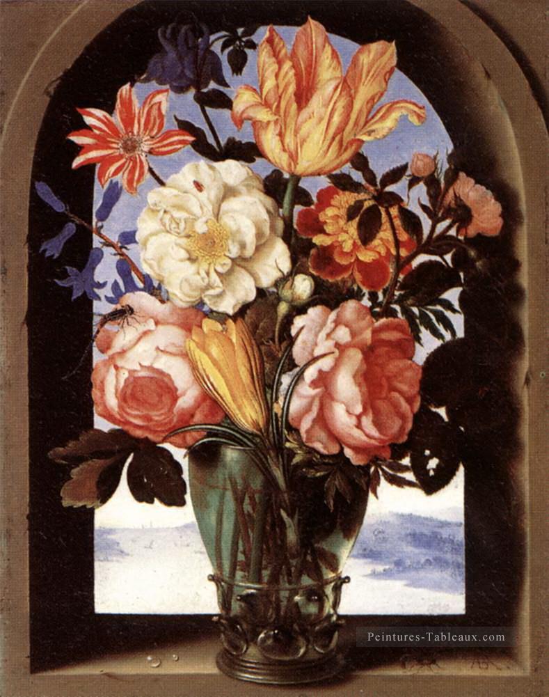 Fleurs dans une bouteille en verre Ambrosius Bosschaert Peintures à l'huile